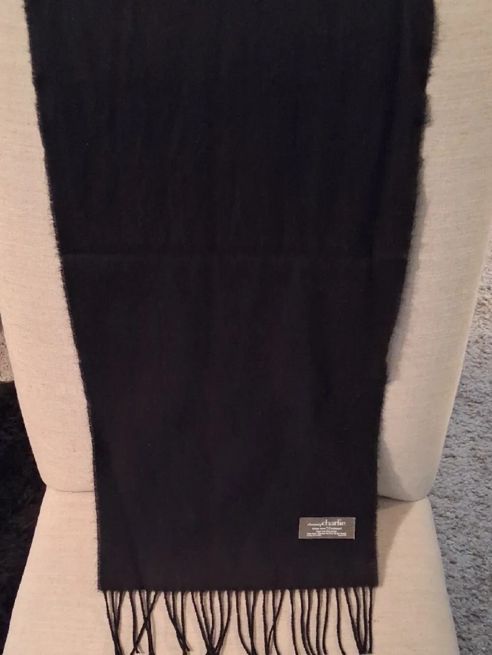 Charming Charlie Black Fringe Scarf